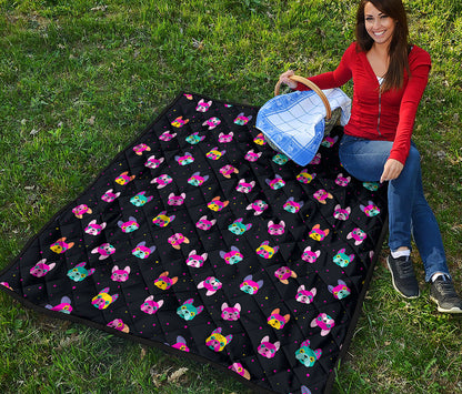 Colorful French Bulldog Print Quilt