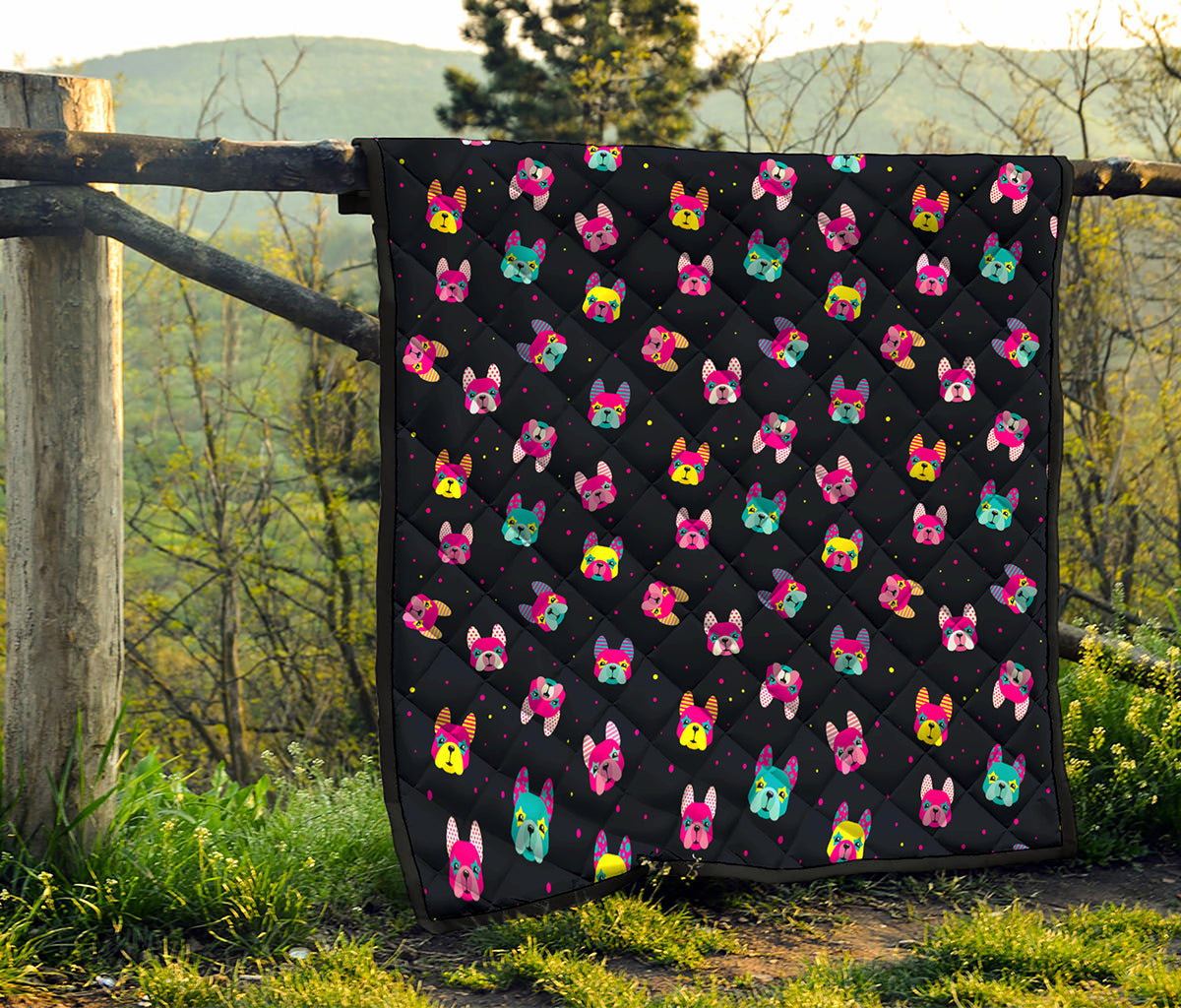 Colorful French Bulldog Print Quilt