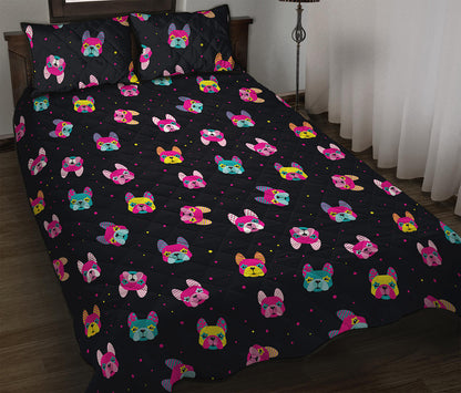 Colorful French Bulldog Print Quilt Bed Set