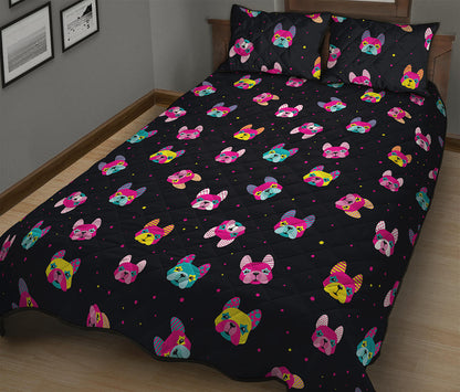 Colorful French Bulldog Print Quilt Bed Set