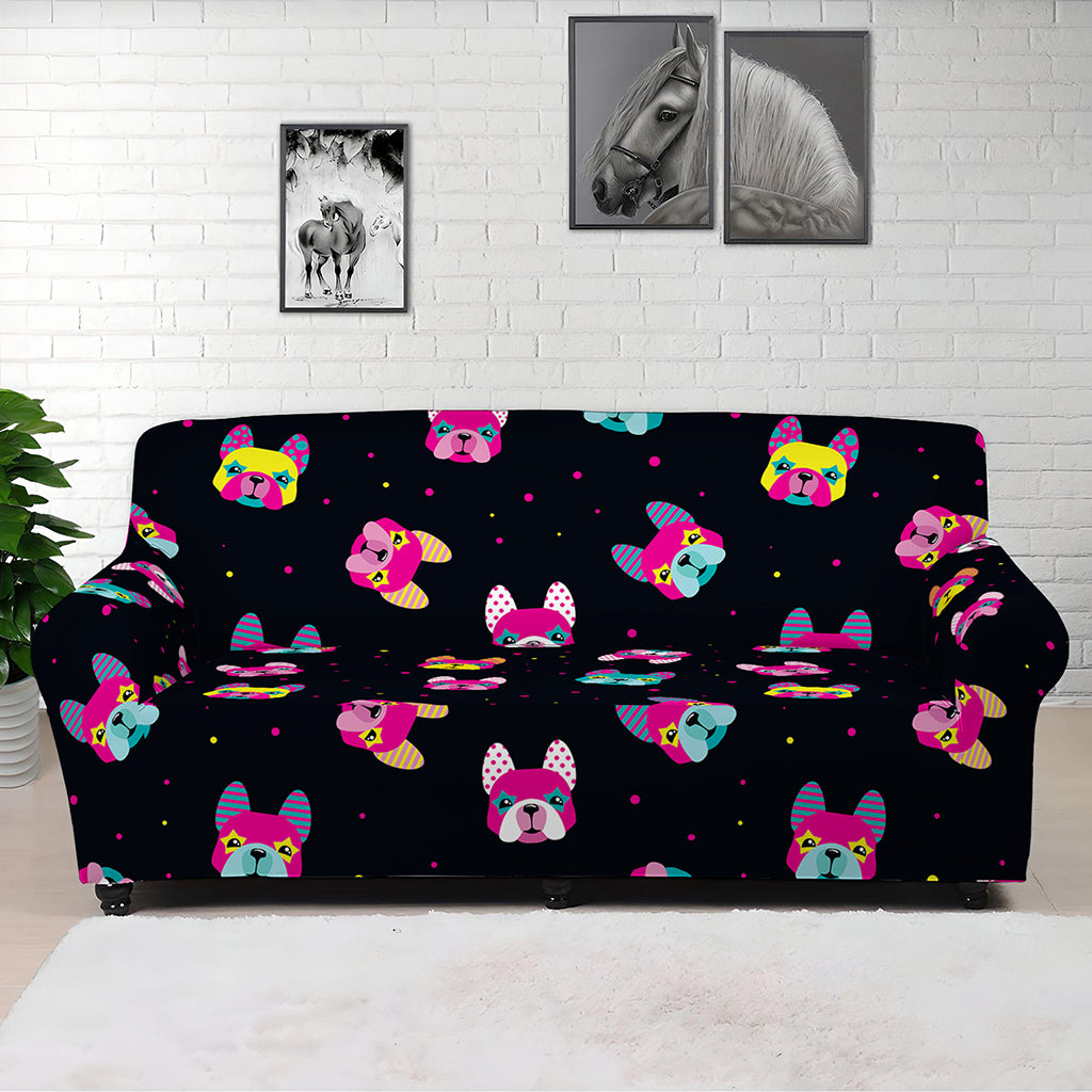 Colorful French Bulldog Print Sofa Cover