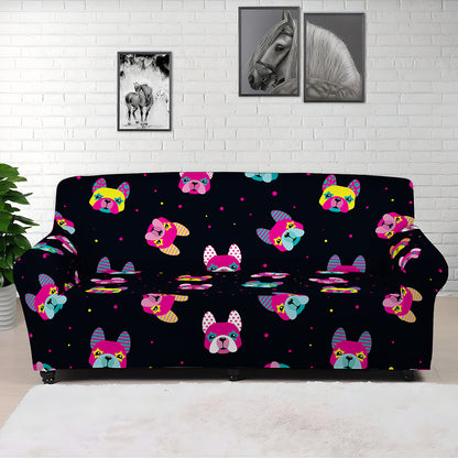 Colorful French Bulldog Print Sofa Cover