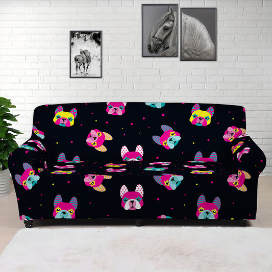 Colorful French Bulldog Print Sofa Cover