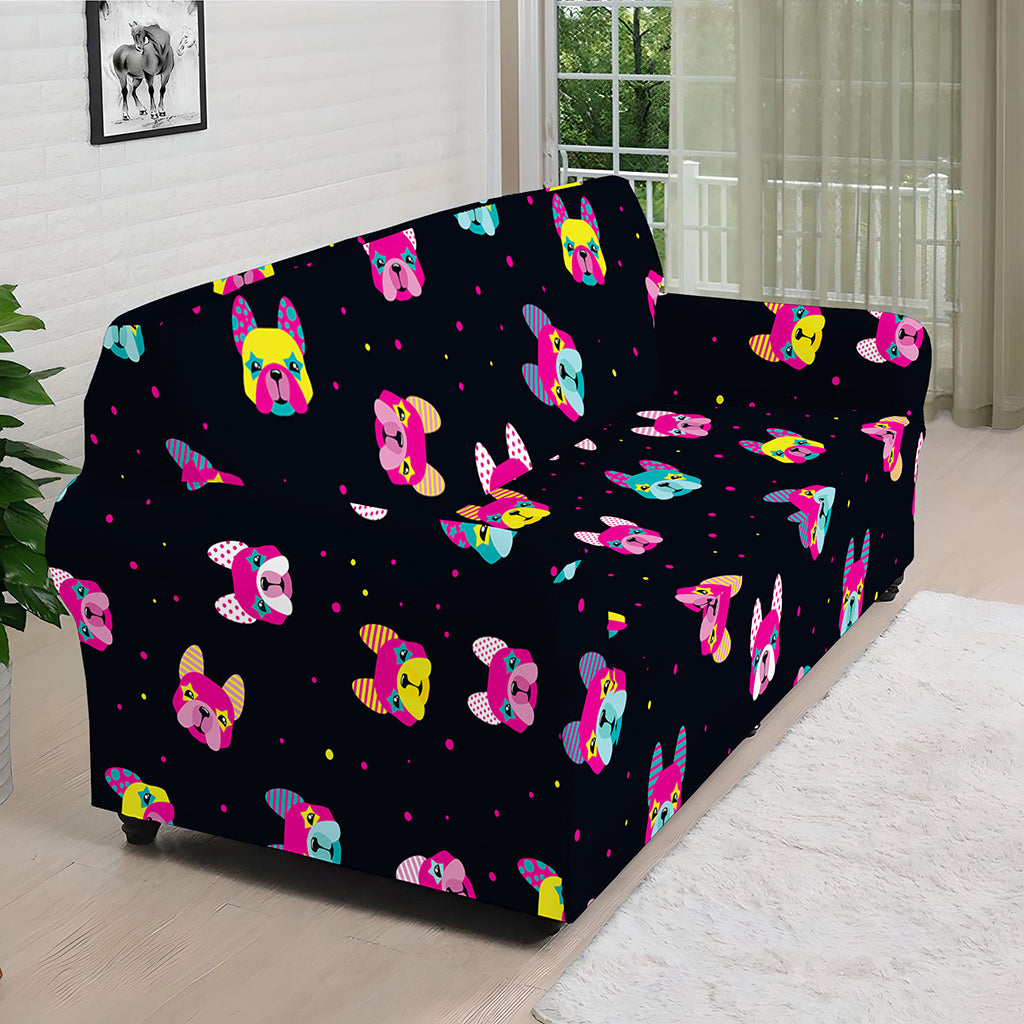 Colorful French Bulldog Print Sofa Cover
