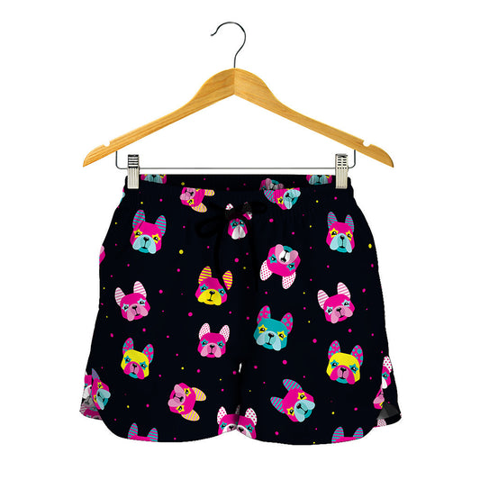 Colorful French Bulldog Print Women's Shorts