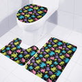 Colorful Frog Pattern Print 3 Piece Bath Mat Set