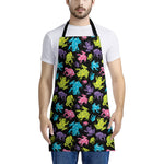 Colorful Frog Pattern Print Apron