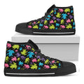 Colorful Frog Pattern Print Black High Top Sneakers