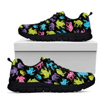 Colorful Frog Pattern Print Black Sneakers
