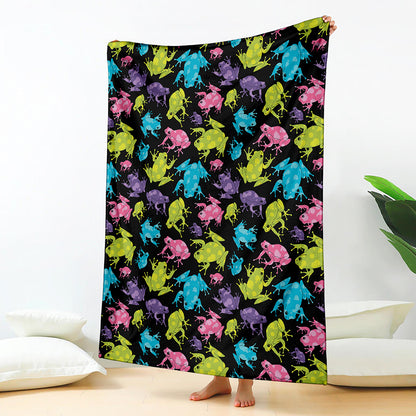 Colorful Frog Pattern Print Blanket