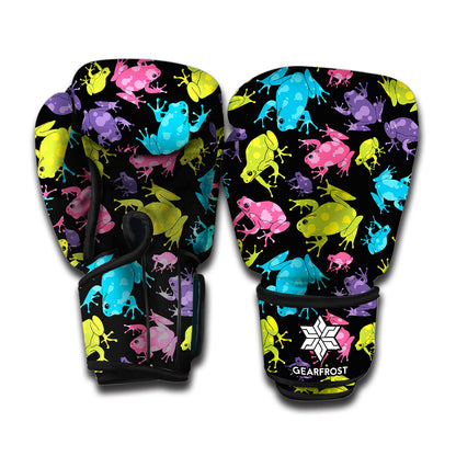 Colorful Frog Pattern Print Boxing Gloves