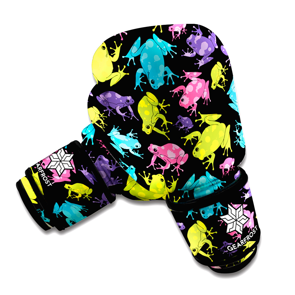 Colorful Frog Pattern Print Boxing Gloves