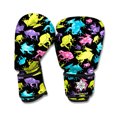 Colorful Frog Pattern Print Boxing Gloves