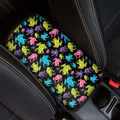 Colorful Frog Pattern Print Car Center Console Cover