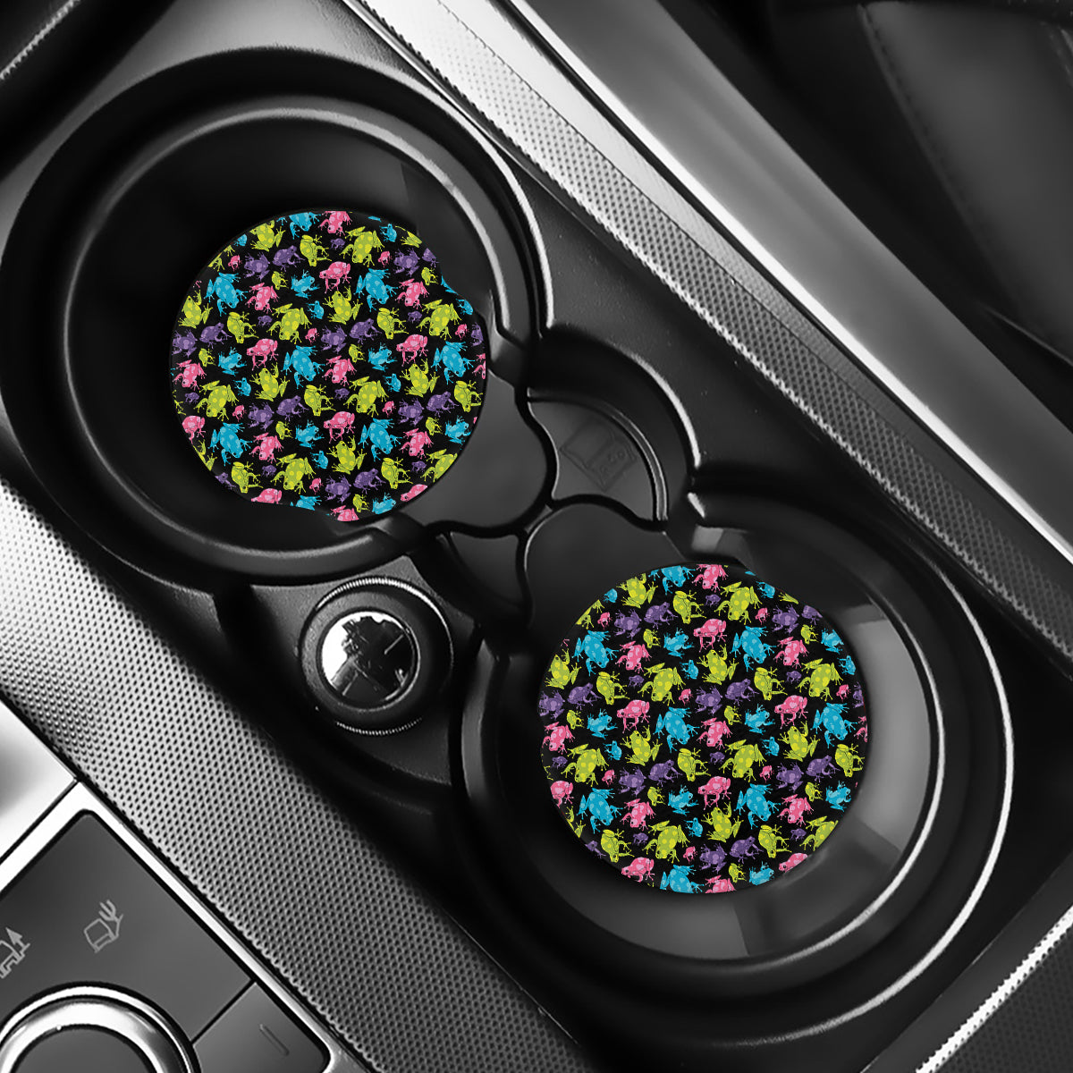 Colorful Frog Pattern Print Car Coasters