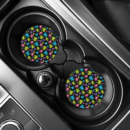 Colorful Frog Pattern Print Car Coasters