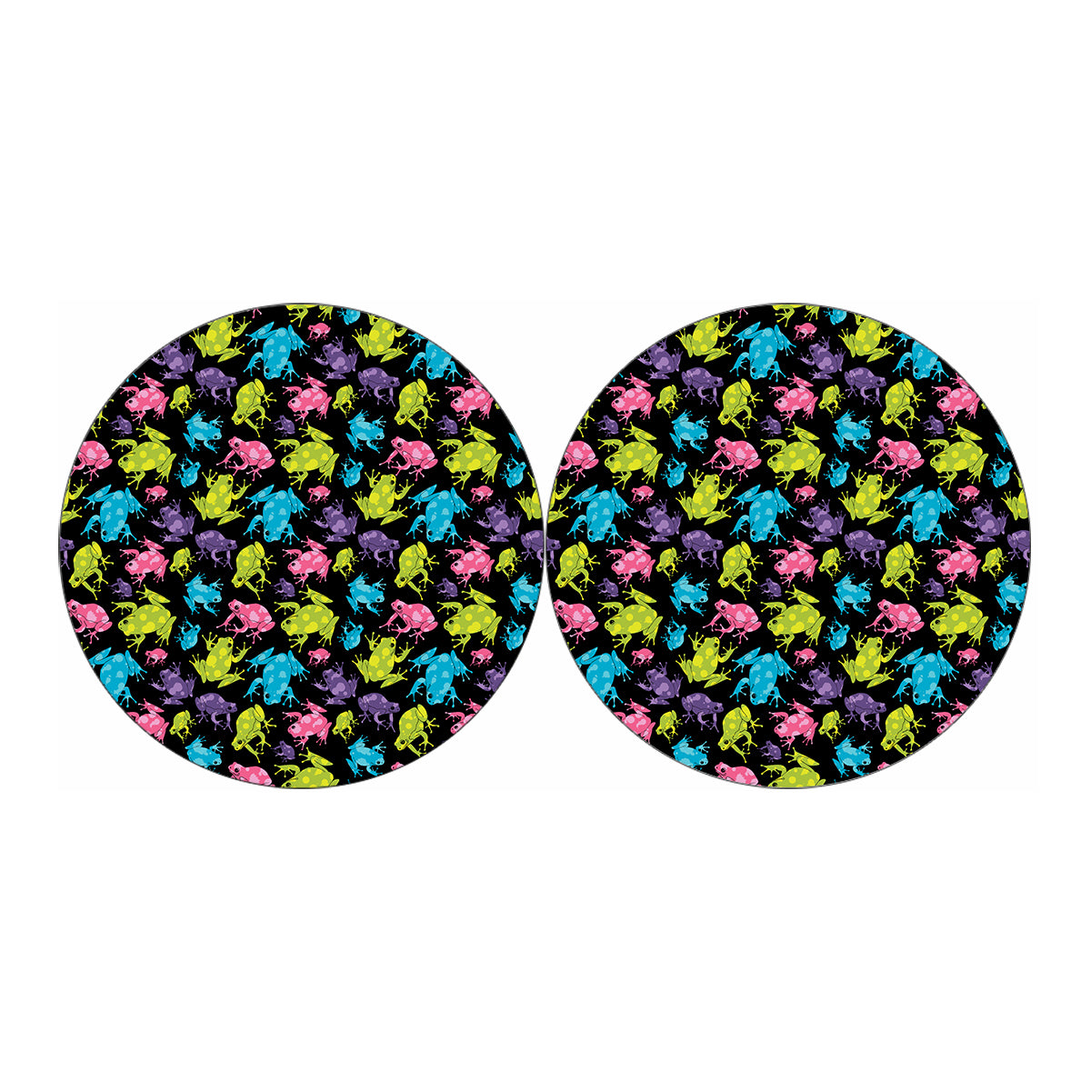Colorful Frog Pattern Print Car Coasters