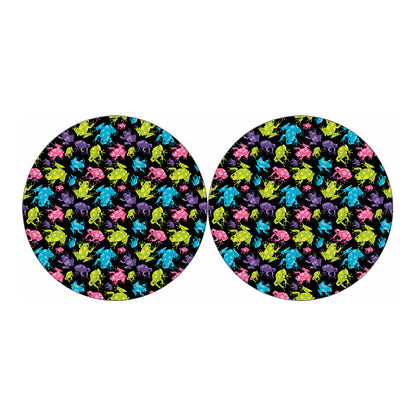 Colorful Frog Pattern Print Car Coasters