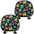 Colorful Frog Pattern Print Car Headrest Covers