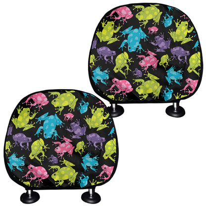 Colorful Frog Pattern Print Car Headrest Covers