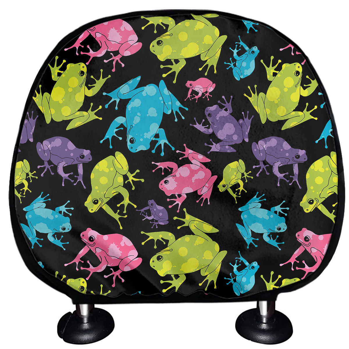 Colorful Frog Pattern Print Car Headrest Covers