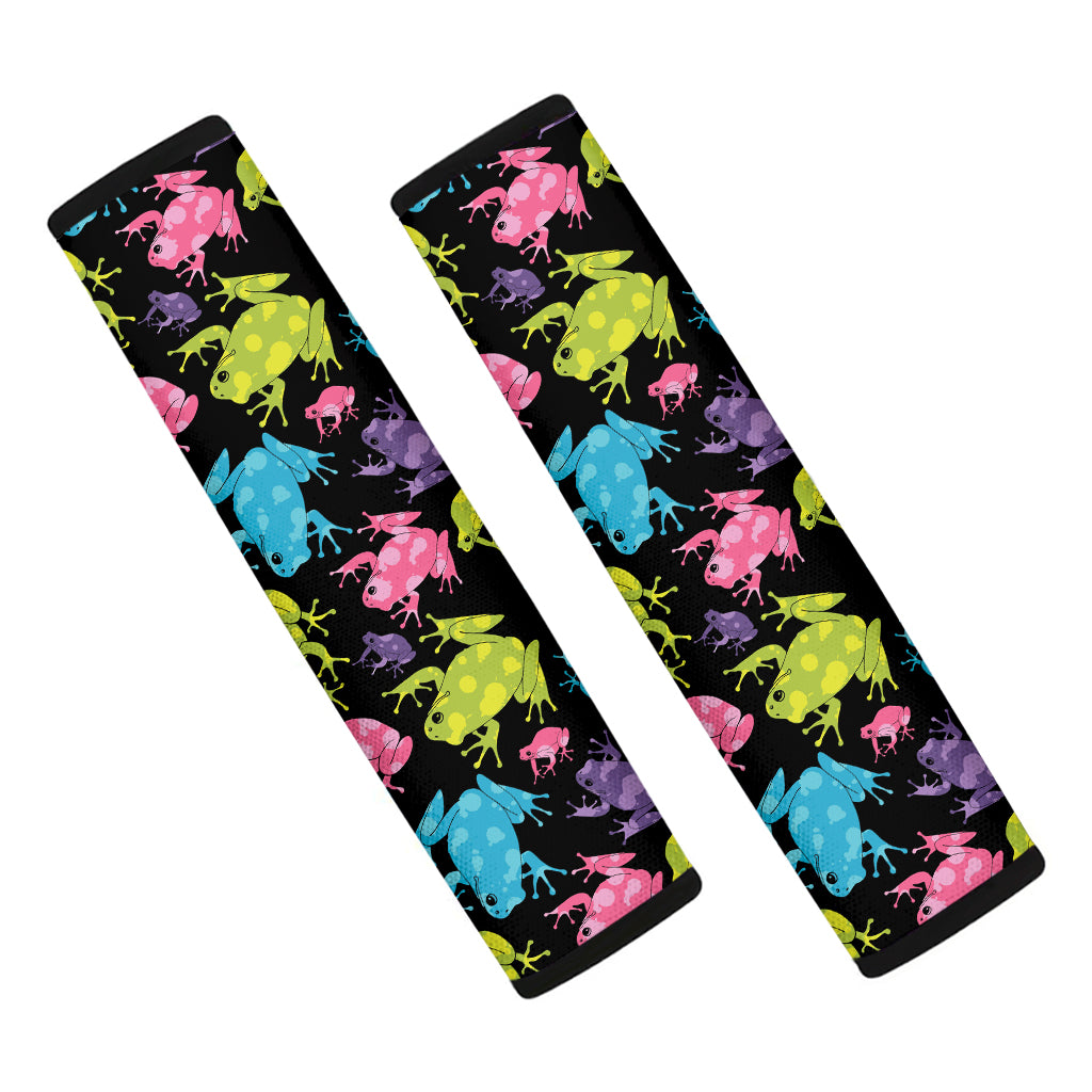 Colorful Frog Pattern Print Car Seat Belt Covers