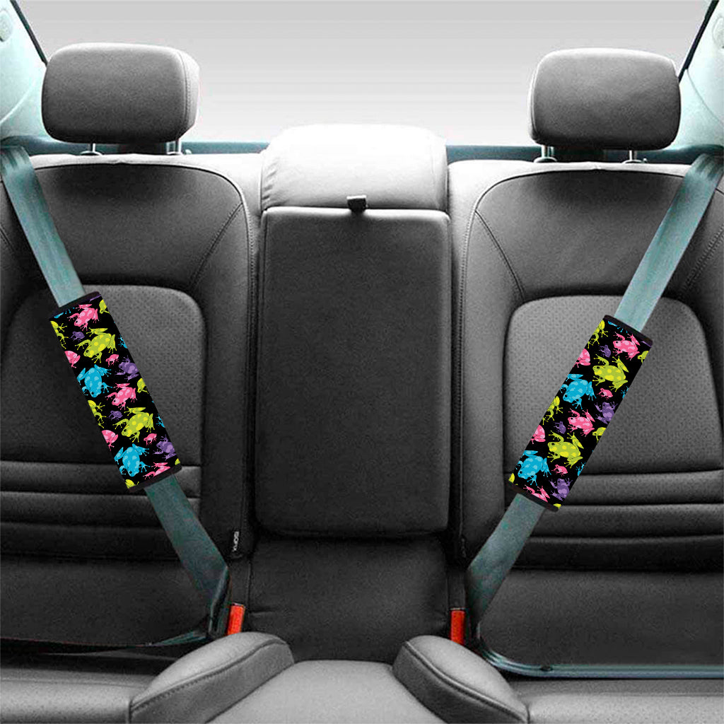 Colorful Frog Pattern Print Car Seat Belt Covers