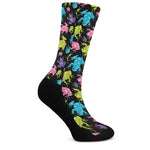 Colorful Frog Pattern Print Crew Socks