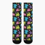 Colorful Frog Pattern Print Crew Socks