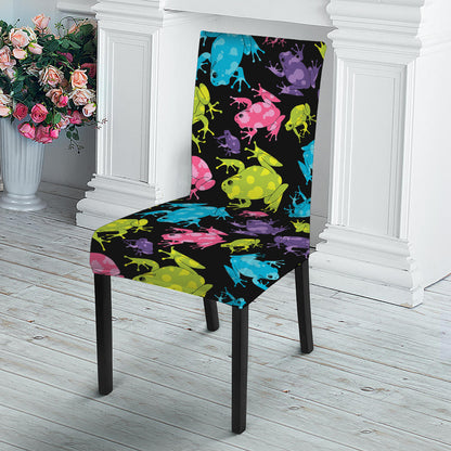 Colorful Frog Pattern Print Dining Chair Slipcover