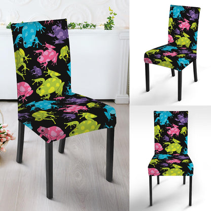 Colorful Frog Pattern Print Dining Chair Slipcover