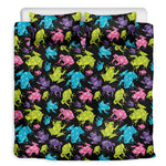 Colorful Frog Pattern Print Duvet Cover Bedding Set