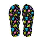 Colorful Frog Pattern Print Flip Flops