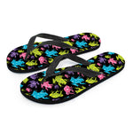 Colorful Frog Pattern Print Flip Flops