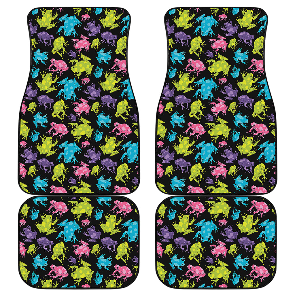 Colorful Frog Pattern Print Front and Back Car Floor Mats