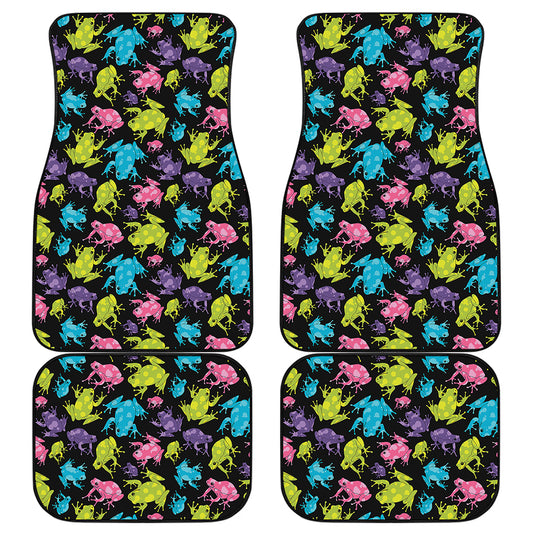 Colorful Frog Pattern Print Front and Back Car Floor Mats