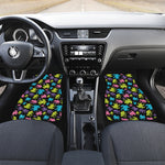 Colorful Frog Pattern Print Front and Back Car Floor Mats
