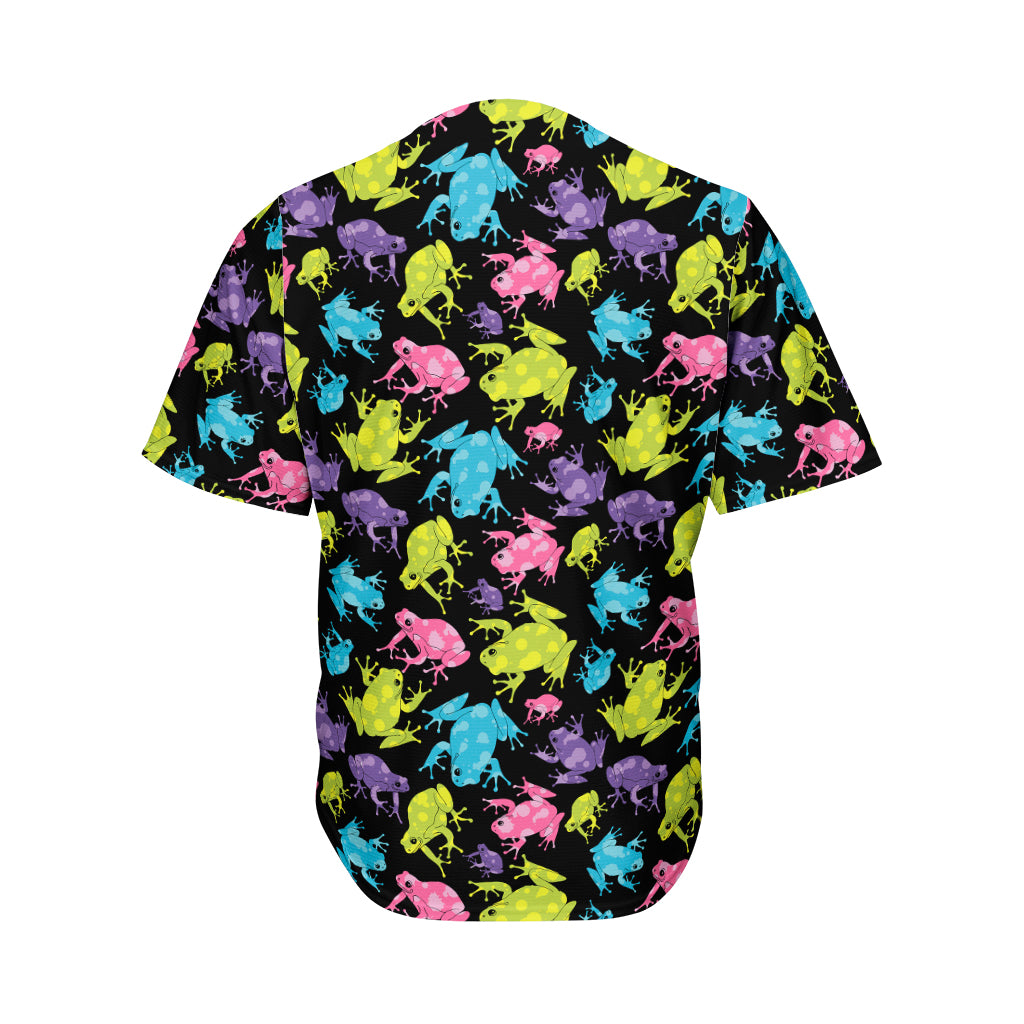 Colorful Frog Pattern Print Men's Baseball Jersey