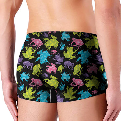 Colorful Frog Pattern Print Men's Boxer Briefs