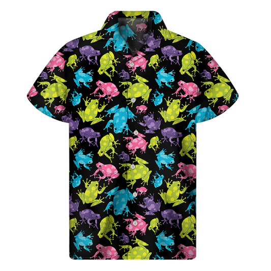 Colorful Frog Pattern Print Men's Short Sleeve Shirt