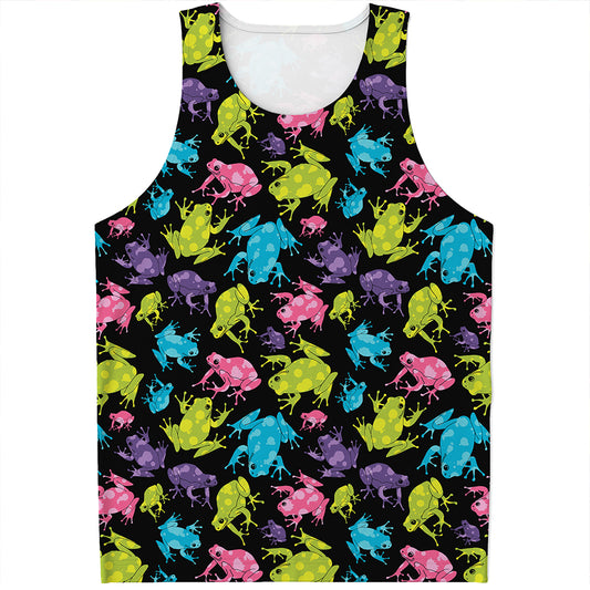 Colorful Frog Pattern Print Men's Tank Top