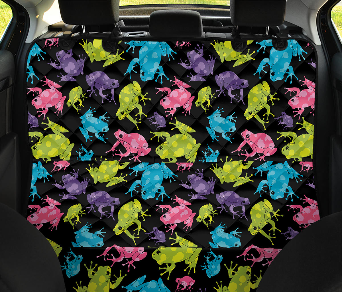 Colorful Frog Pattern Print Pet Car Back Seat Cover