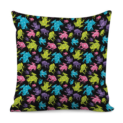 Colorful Frog Pattern Print Pillow Cover