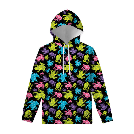 Colorful Frog Pattern Print Pullover Hoodie