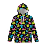 Colorful Frog Pattern Print Pullover Hoodie