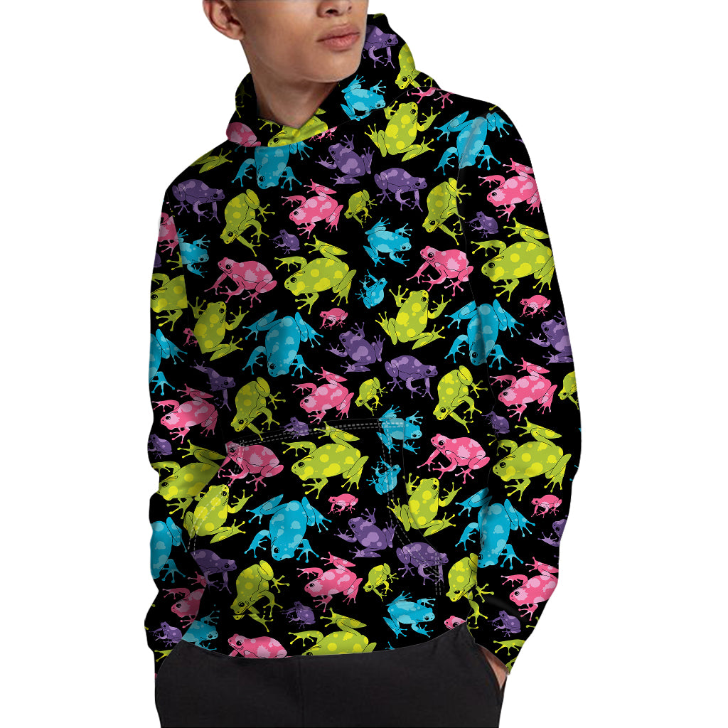 Colorful Frog Pattern Print Pullover Hoodie