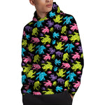 Colorful Frog Pattern Print Pullover Hoodie