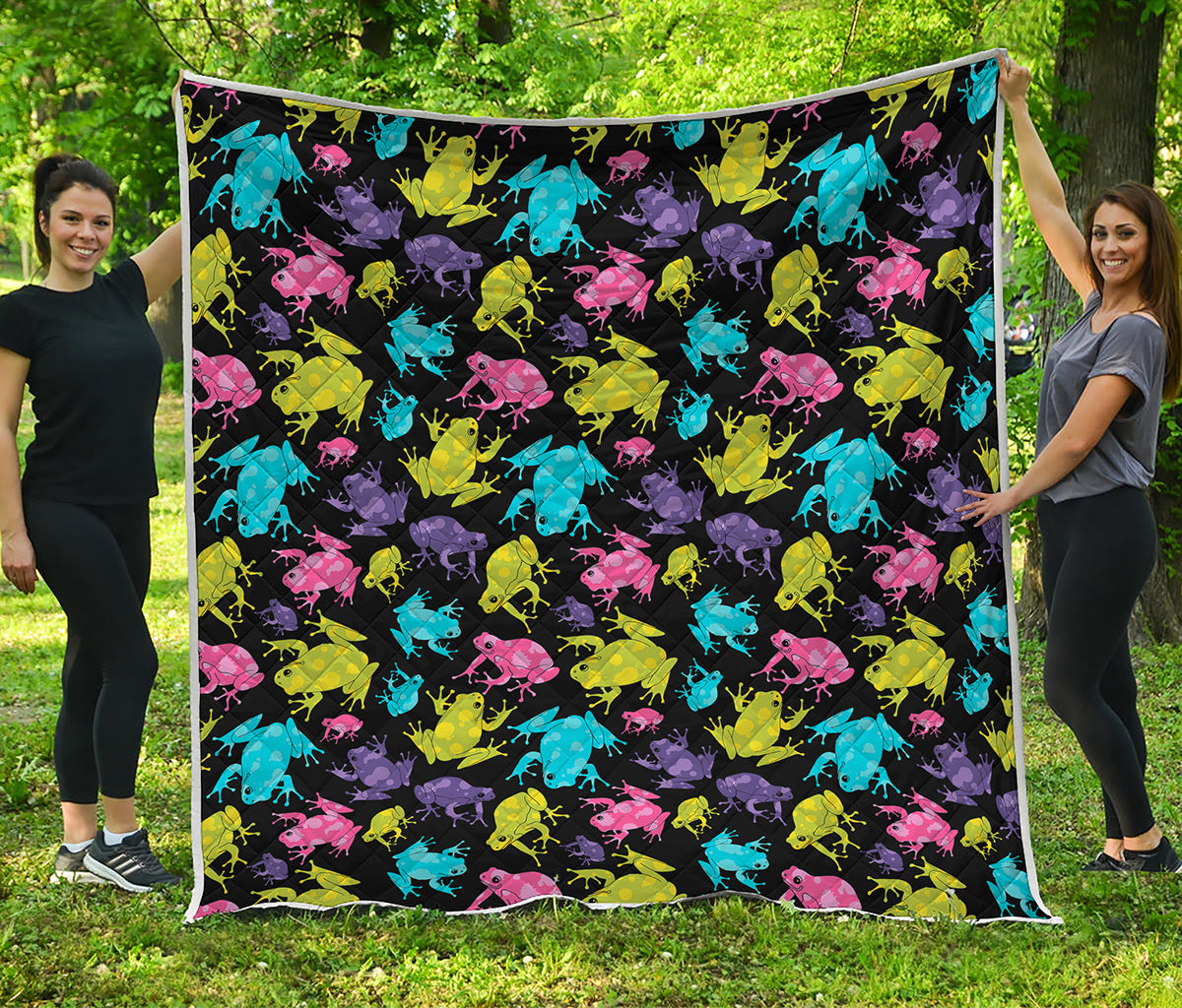 Colorful Frog Pattern Print Quilt