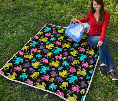 Colorful Frog Pattern Print Quilt