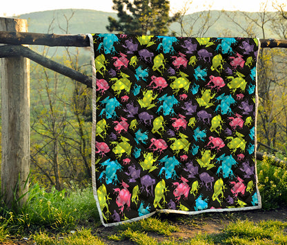 Colorful Frog Pattern Print Quilt